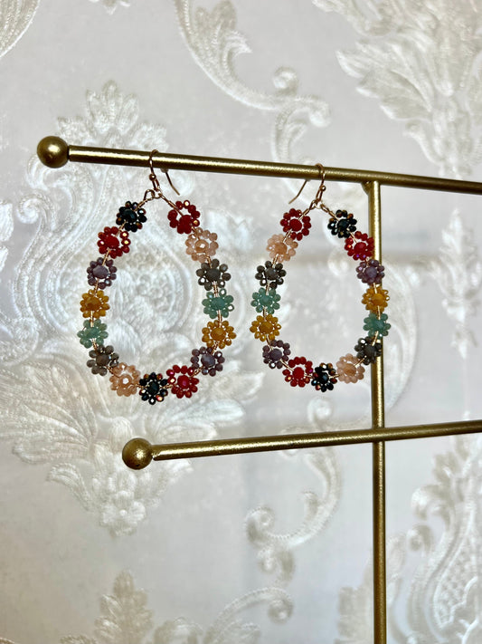 Floral Glass Bead Earrings