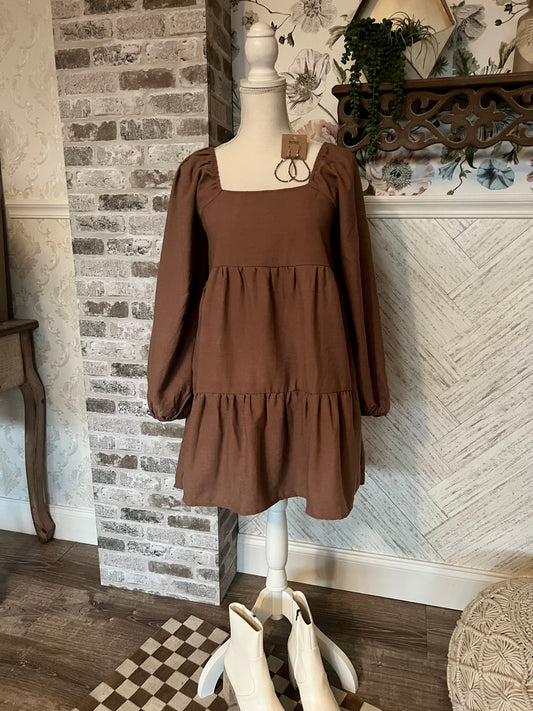 Brown Corduroy Mini Dress