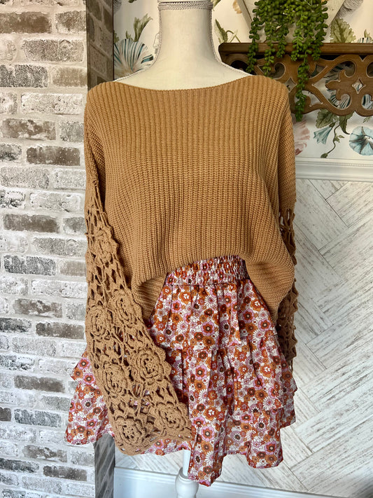 Camel Sweater Knit Top
